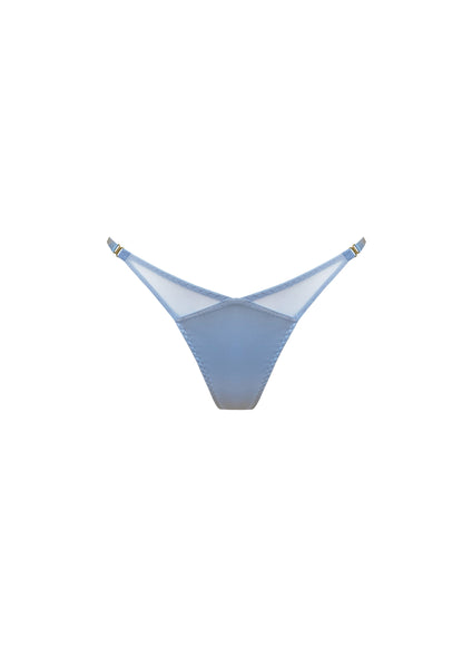 The Essentials Mesh Sheer Thong String Dusty Blue                          –        Bordelle          