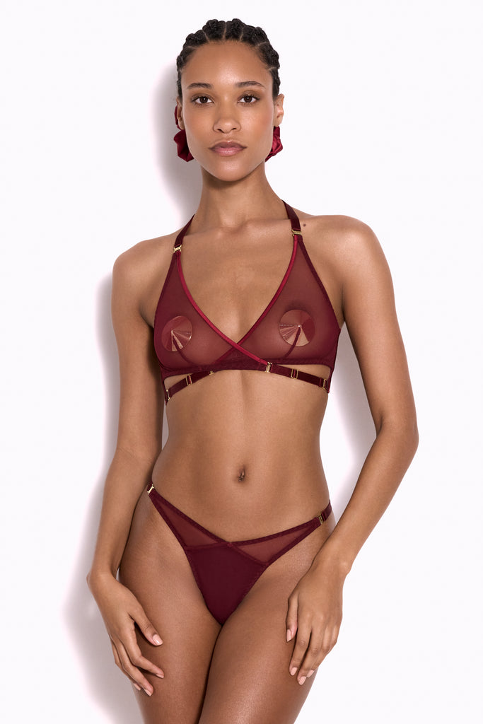 The Essentials Art Deco Mesh Wrap Bra