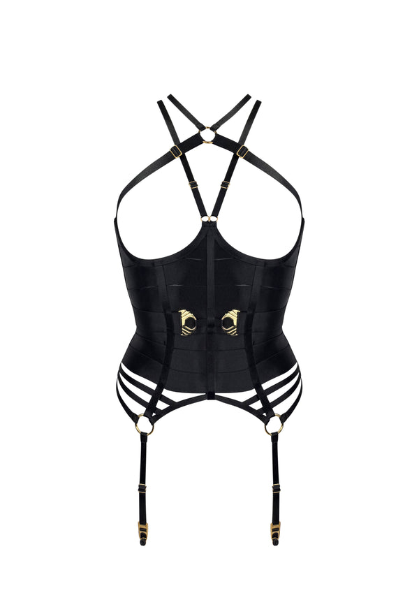 Melusina Ouvert Harness Wired Black Basque – Bordelle