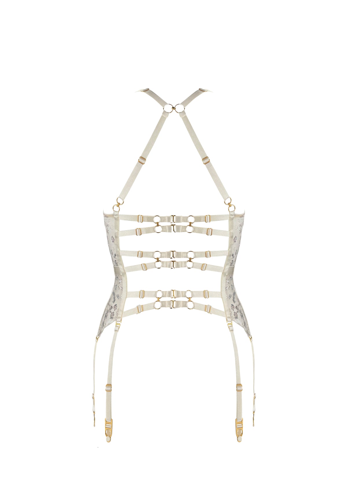 Theia Basque Cream | Sequin Cream Lace Lingerie Basque – Bordelle