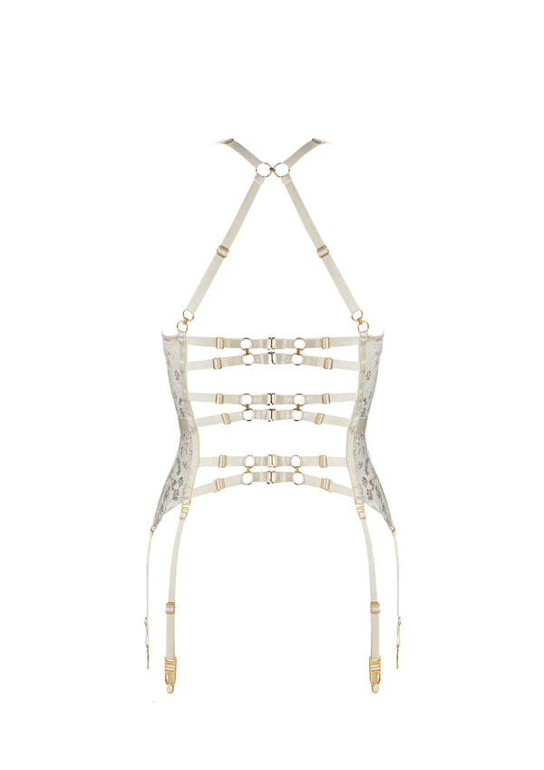 Theia Basque Cream | Sequin Cream Lace Lingerie Basque – Bordelle