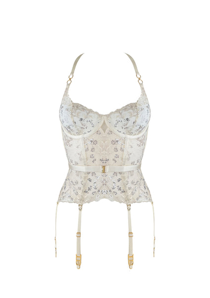 Theia Basque Cream | Sequin Cream Lace Lingerie Basque – Bordelle