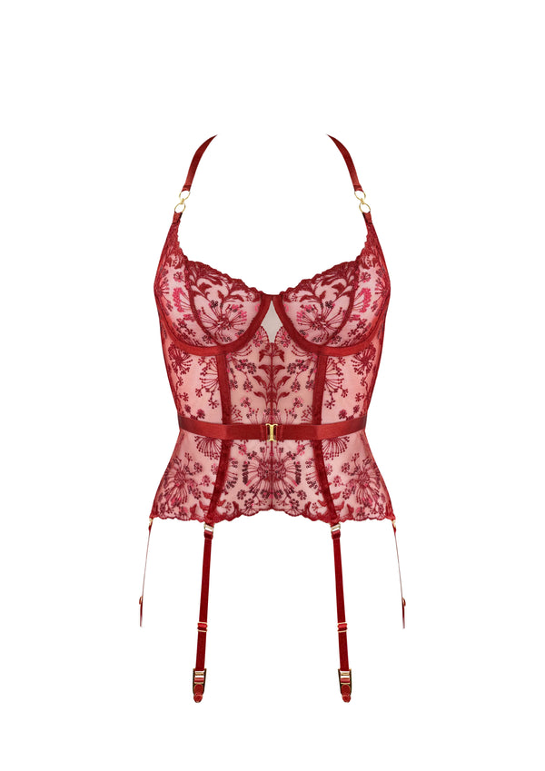 Theia Basque Burnt Red | Red Lace Body Lingerie – Bordelle