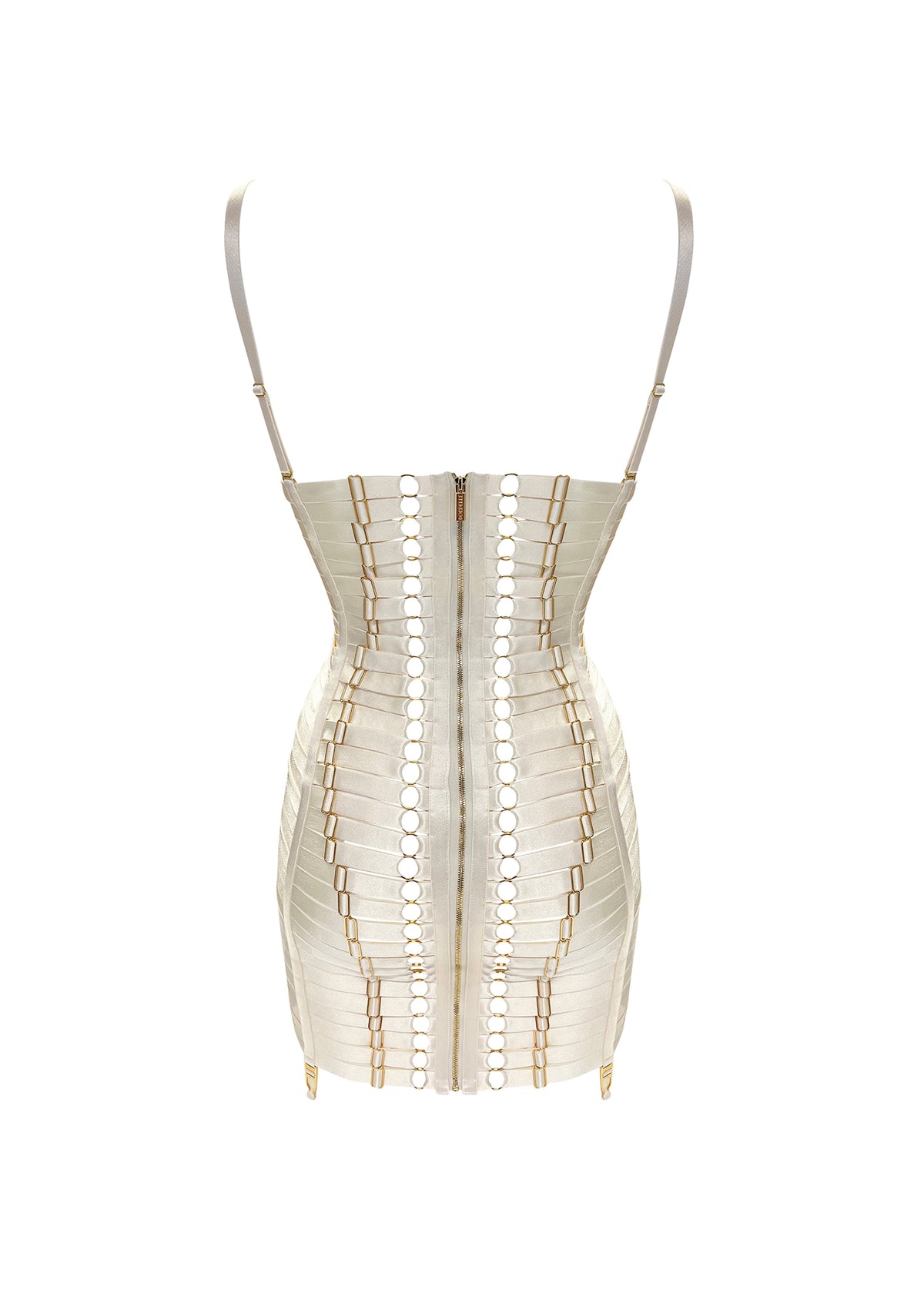 Bordelle Wired Satin Elastic Strapping Adjustable Signature Angela Dress Cream