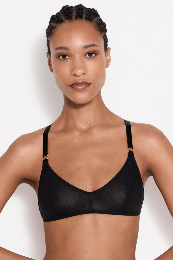 Cadi Sheer Mesh Wireless Soft Cup Bra Black – Bordelle